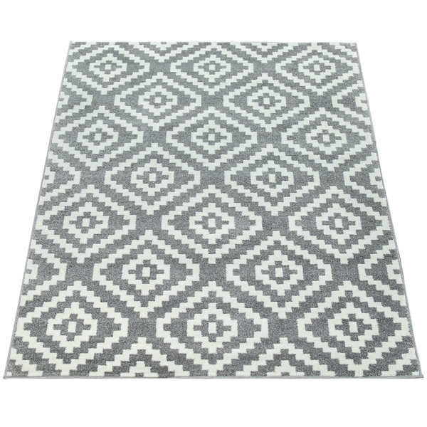 Union Rustic Delilia Machine Woven Performance Gray/White Rug Wayfair